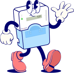 Meter mascot waving